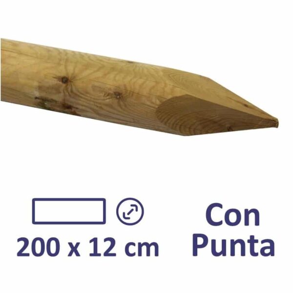 Poste de madera con punta 200 x 12 cm
