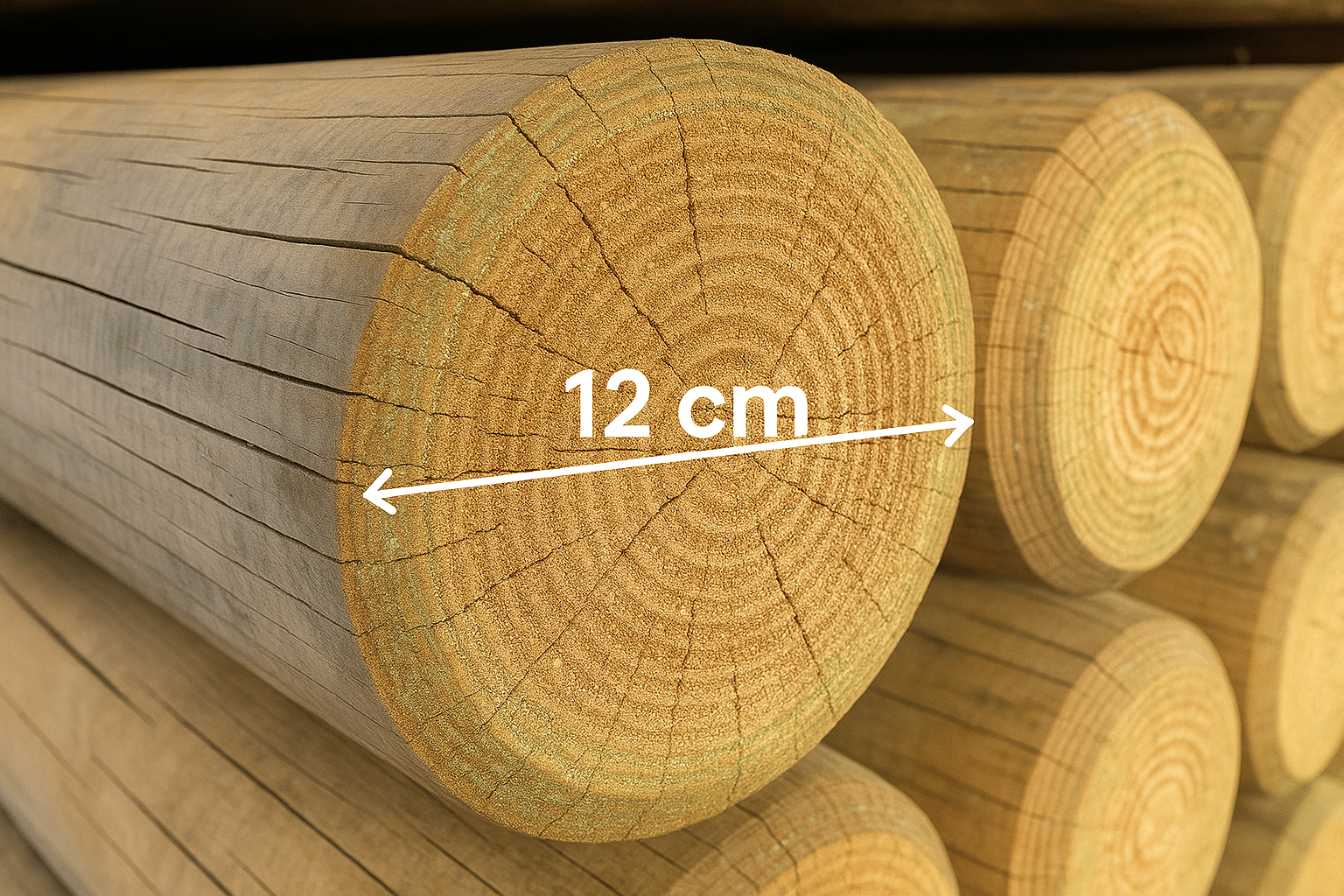 Postes robustos de 12 cm de diámetro en un cercado para caballos